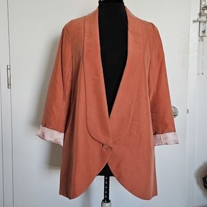 Rienda Gyaru Japanese Fashion Burnt Orange Rust Suede-like Relaxed Fit Blazer